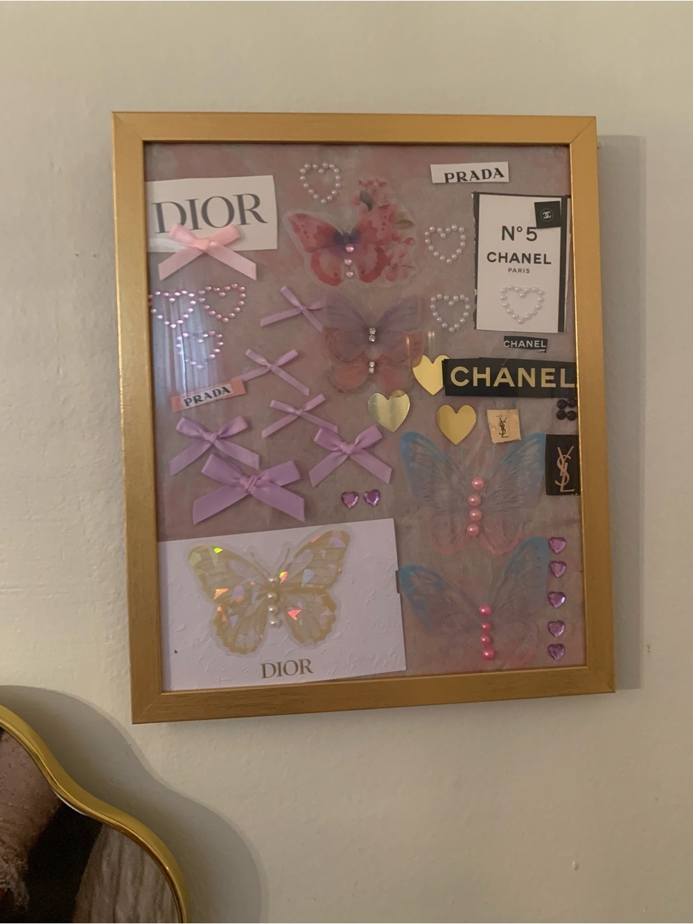 Designer Logo Butterfly Collage Frame with Pink Accents